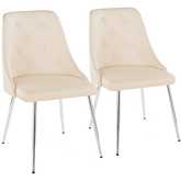 Giovanni Dining Accent Chair in Chrome & Cream Leatherette (Set of 2)